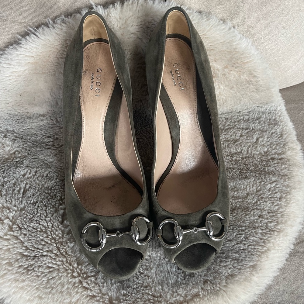 Gucci Horsebit Suede Heels